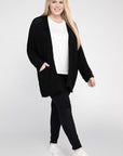 Eesome Plus Size Ribbed Knit Open Front Cardigan