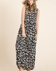 BOMBOM Leopard Maxi Dress with Pockets