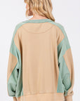 SAGE + FIG Color Block Round Neck Sweatshirt