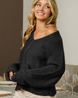 BiBi V-Neck Cable Knit Sweater