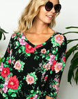 e Luna PLUS Floral Twisted Front Bottom Top