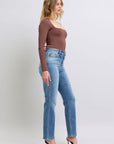 Judy Blue Full Size Wash Thermal Straight Jeans with Pockets