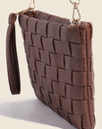 Fame Faux Leather Basket Weave  Crossbody Bag