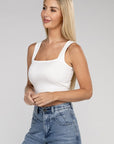 Zenana Cotton Square Neck Cropped Cami Top