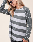 e Luna Dot Stripe Mixed Sweatshirt