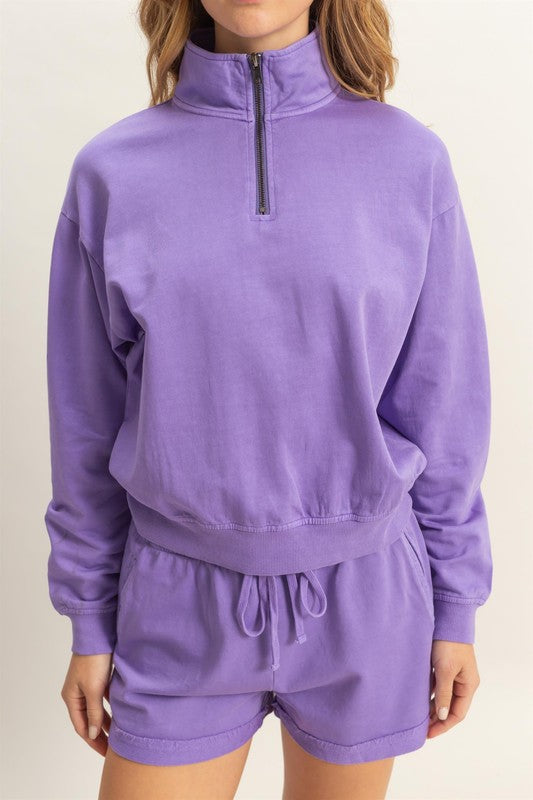 HYFVE Quarter Zip Drop Shoulder Sweatshirt