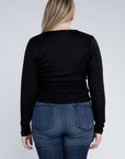 Plus Classic Ribbed Round Neck Long Sleeve Top