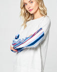 e Luna Multi Striped Solid Sweatshirt