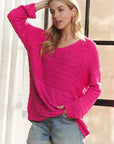 ADORA V-Neck Drop Shoulder Long Sleeve Sweater