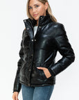 YMI Pocketed Zip Up Turtleneck Puffer Jacket