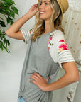 Plus Solid Floral Jersey Mixed Top - Online Only - My Pampered Life Seattle