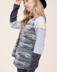 e Luna PLUS Camouflage Color Block Top