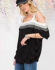 Celeste Full Size Striped Cold Shoulder Top