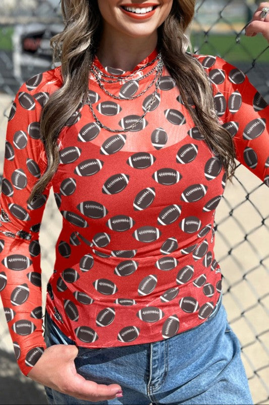 Game Day Sheer Mesh Long Sleeve Top