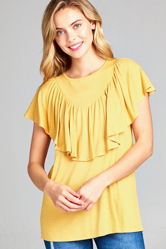 Solid Ruffle Detail Top - Online Only