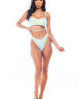 Tie Dye Cutout One Piece Swimsuit