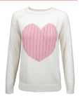 Love Heart Jacquard Round Neck Pullover Sweater