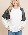 Culture Code Color Block Faux Fur Raglan Sleeve Sweatshirt