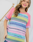 e Luna Multi Stripe Mixed Baseball Top