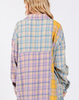 SAGE + FIG Button Up Raw Hem  Plaid Flannel Shirt