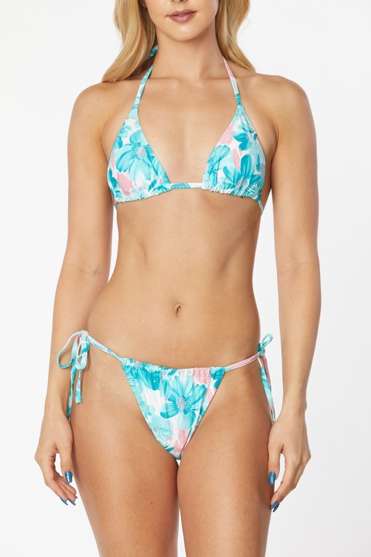 Two Piece Tropical Floral Print Bikini