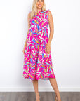 Be Stage Print Ruffled Midi Dress with Pockets