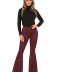 GJG Denim Leopard Bell Bottom Jean in Burgundy