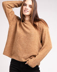 Zenana Hooded Brushed Melange Hacci Sweater