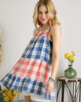 ADORA Plaid Tiered Babydoll Cami