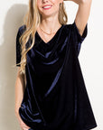 e Luna Velvet V-Neck Boxy Top