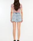 Kancan Distressed High Waist Denim Shorts with Pockets