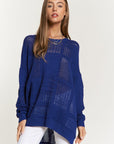 Davi & Dani Openwork Side Slit Drop Shoulder Knit Cover Up