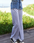 Davi & Dani Raw Hem Denim Patchwork Wide Leg Pants