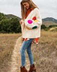 Davi & Dani The Fuzzy Smile Long Bell Sleeve Knit Cardigan