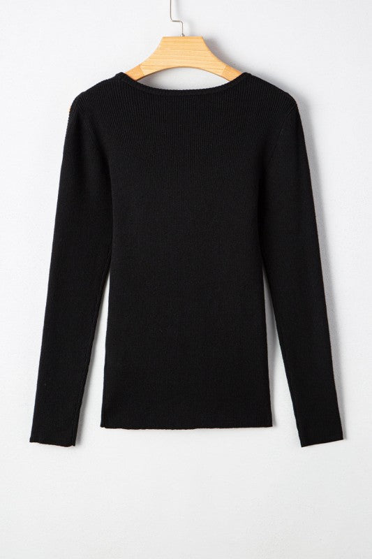 Amaya Ribbed Knit Cold Shoulder Sweater
