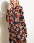 e Luna Floral and Plaid Print Sweatshirt Mini Dress