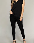 V-Neck Ruffle Sleeve Tee - Online Only