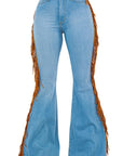 GJG Denim Fringe Bell Bottom Jean in Light Wash- Inseam 30