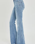 Risen Full Size High Rise Frayed Hem Flare Jeans