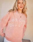 And The Why WIFEY & Heart Round Neck Sweater