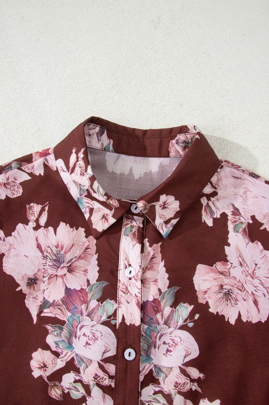 Floral Puff Sleeve Collared Shirt