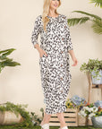 Celeste Full Size Leopard Contrast Dress with Pockets