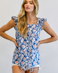 Davi & Dani Floral Printed Ruffle Sleeveless Top