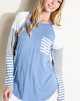 e Luna Solid Striped Color Blocked Top