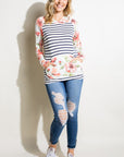 e Luna Striped Floral Mix Sweatshirt