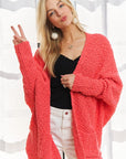 ADORA Popcorn Knit Open Front Long Sleeve Cardigan