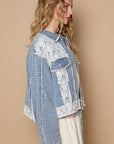 POL Crochet Patch Embroidered Button Up Jacket