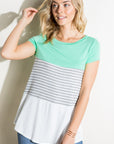 e Luna Rib Striped Solid Block Top