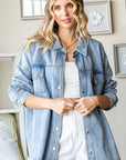 First Love Smile Face Button Down Raw Hem Denim Jacket