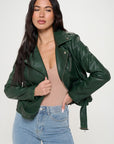 Coalition LA Zip Up Biker Jacket with Belt